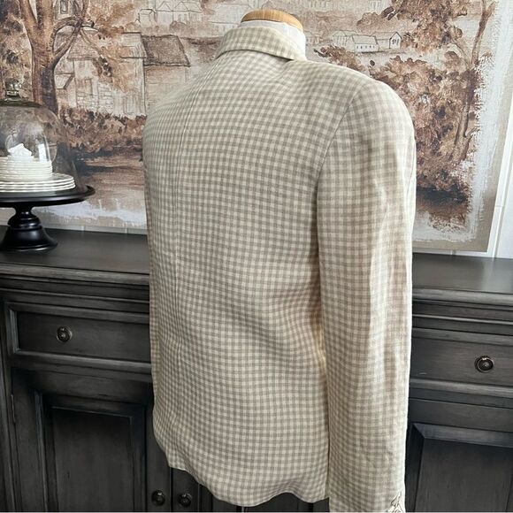 Vintage Tan & Cream Check Oversized Blazer size 6 - Picture 4 of 8